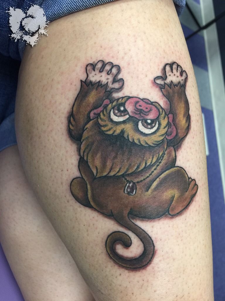 Cute Monkey tattoo in embroidery style! 🤩Share • Comment • Like🤩 If you  love cute, Disney, anime and kawaii tattoos or just ... | Instagram