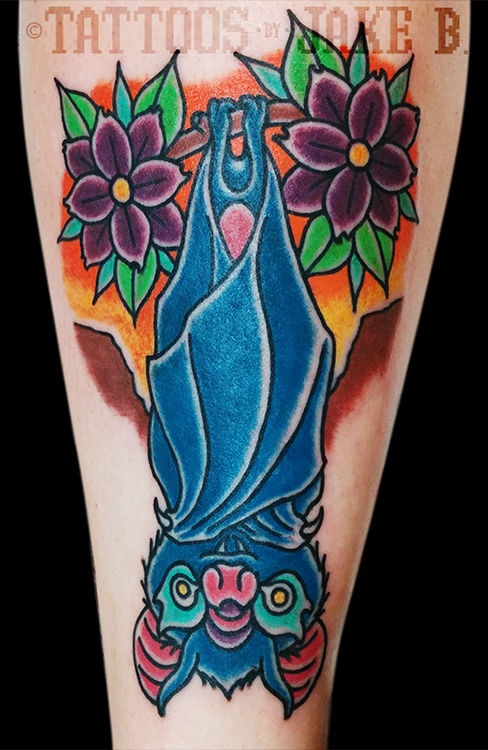 Tattoo uploaded by Stacie Mayer  Fruit bat tattoo by Sydney Dyer bat  fruitbat flowers neotraditional SydneyDyer  Tattoodo