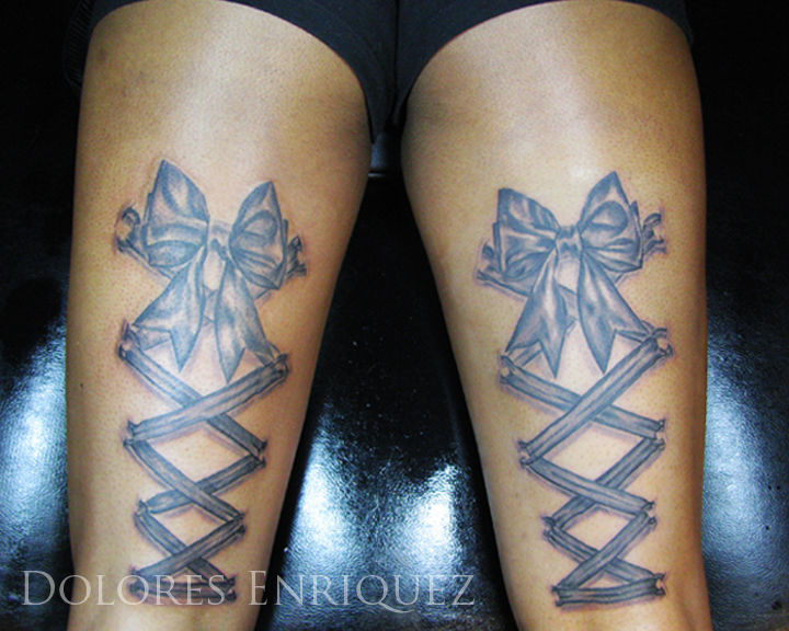 Garter Bow On Legs Temporary Tattoo Sticker  OhMyTat