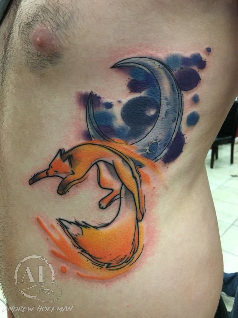 andrewhoffman:a-fun-fox-and-moon-fox-moon-watercolor-side ...