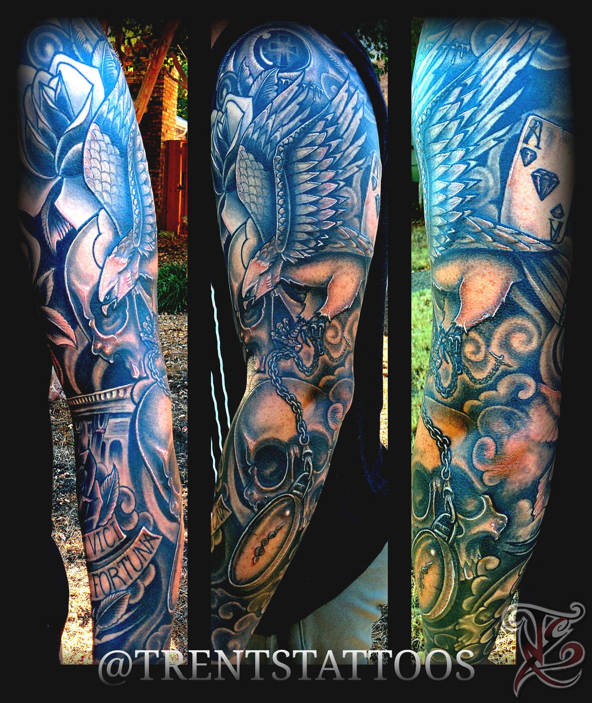Full leg organized chaos collage tattoo by George Drone in Los Angeles,  California! : r/TattooDesigns