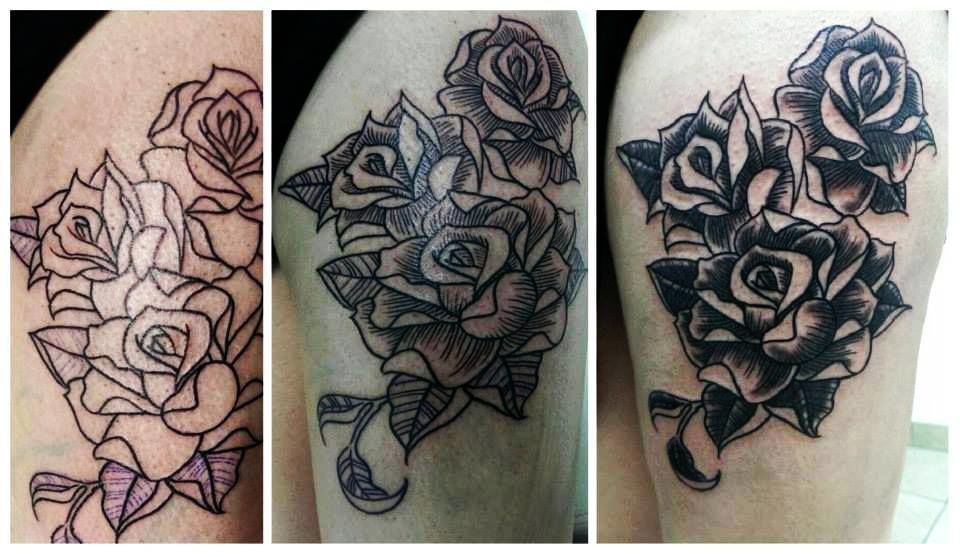 Blackwork rose stem tattoo - Tattoogrid.net
