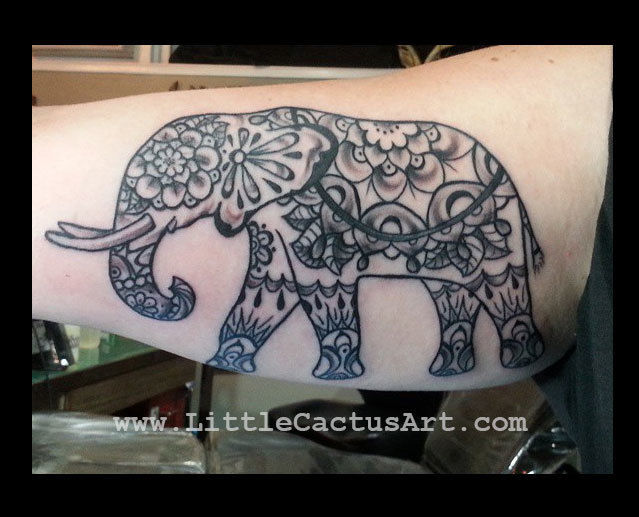 a geometric elephant tattoo shapes