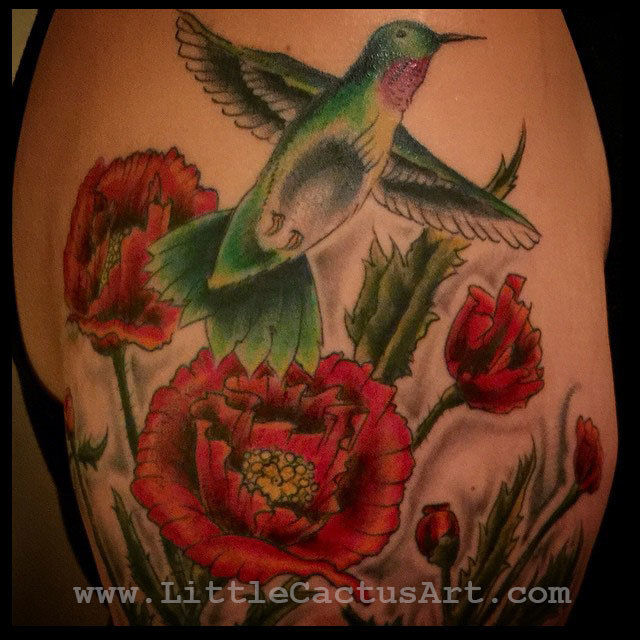 littlecactusart:color-flowers-humming-bird