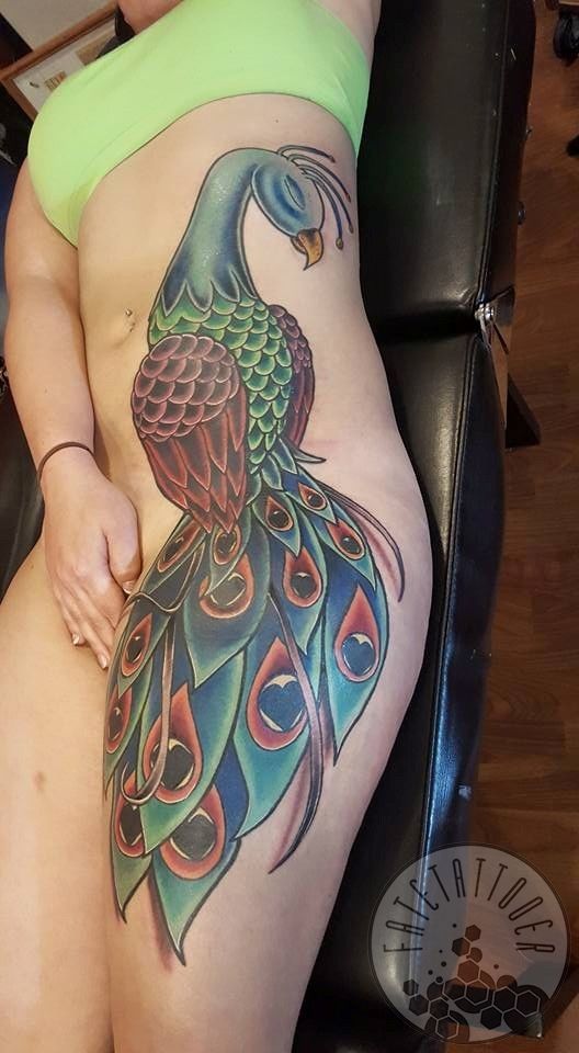 Peacock Tattoos | Peacock tattoo, Hip tattoos women, Tattoos