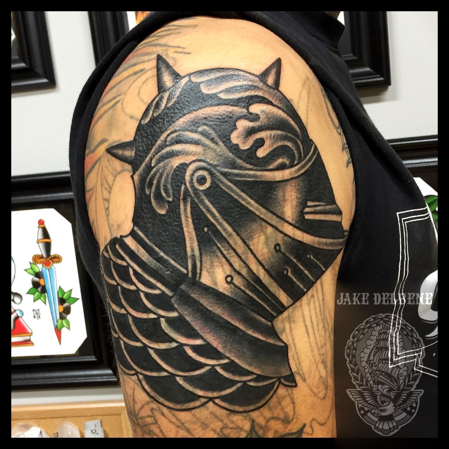 A german knight in armor tattoo tattoo art Black  Stable Diffusion   OpenArt