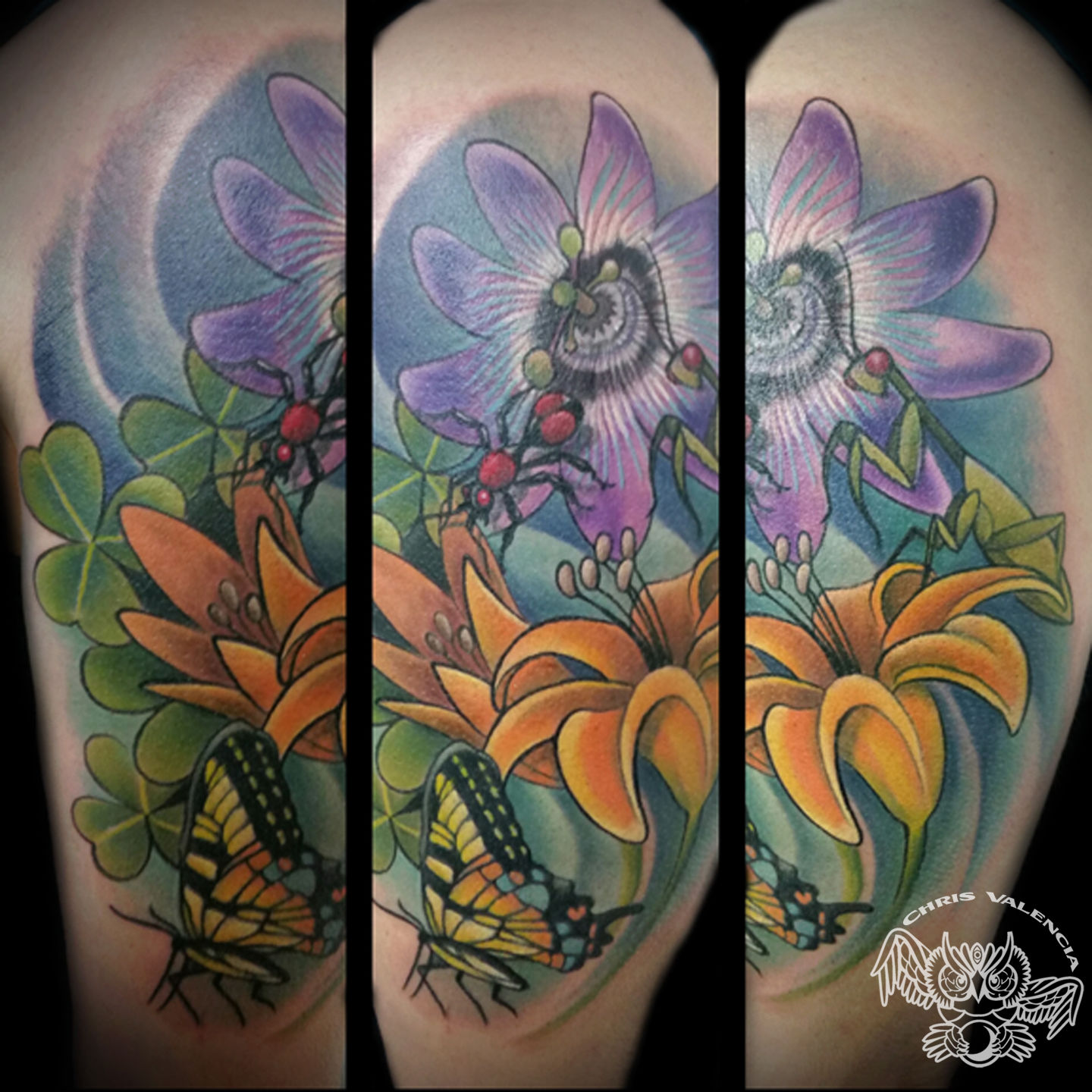 A colourful praying mantis tattoo  Mantis tattoo Praying mantis Tattoos
