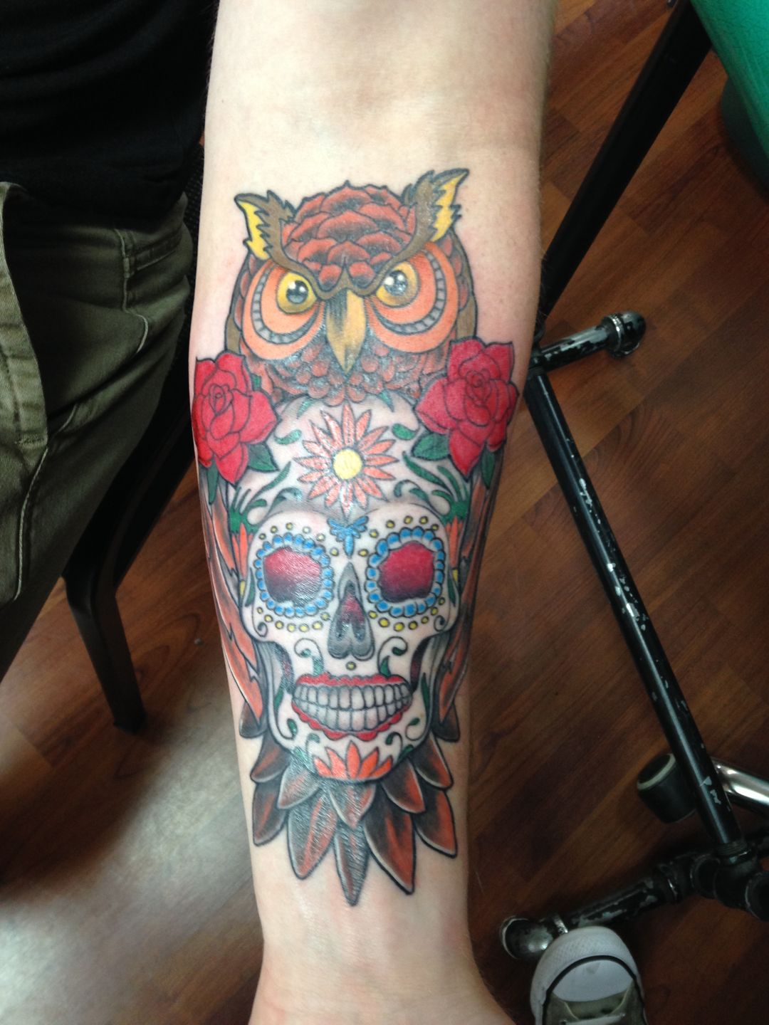 Sugar skull and owl by Dylan Talbert RIP TattooNOW