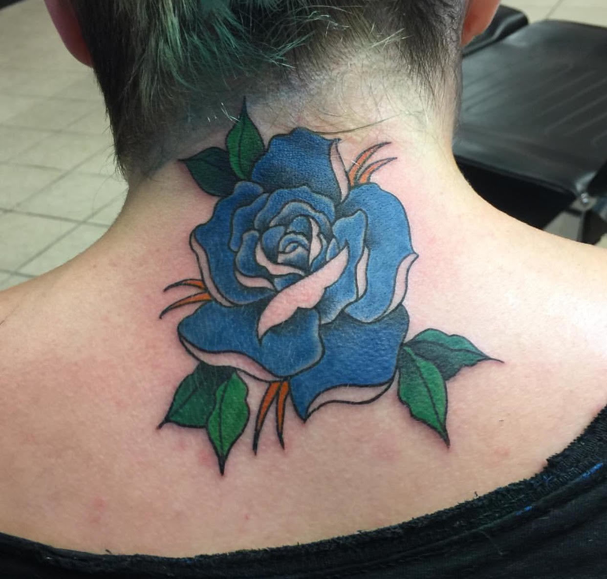 OLDLINES  Rose neck tattoo Traditional rose tattoos Coloured rose tattoo