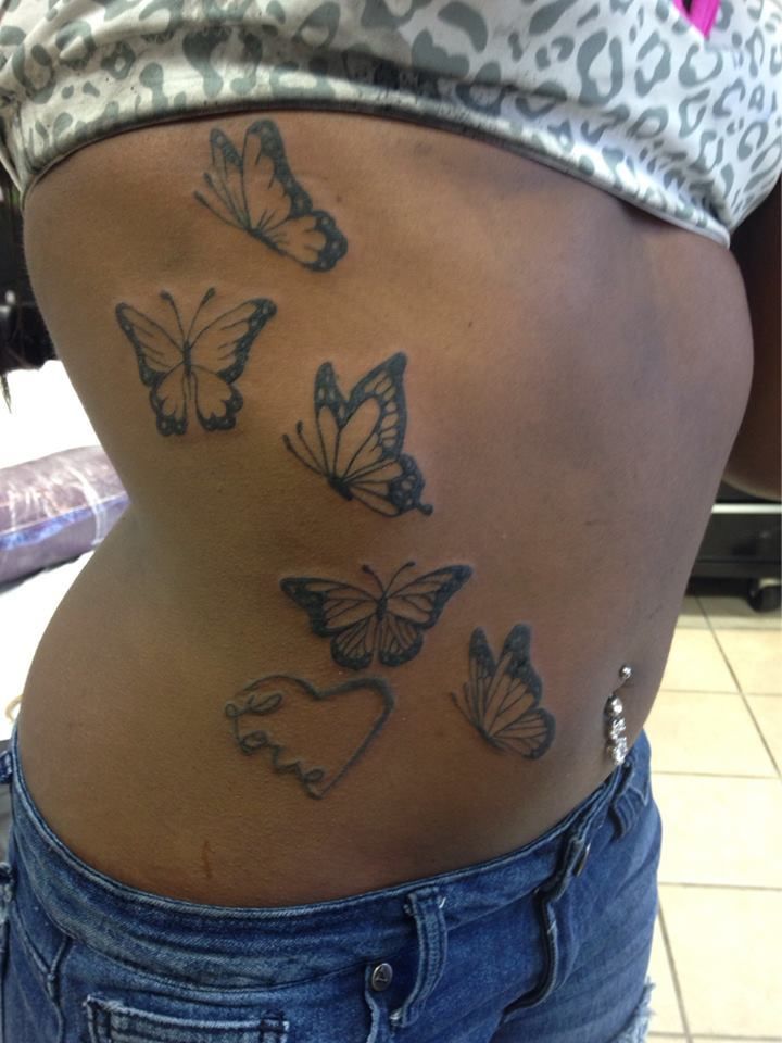 butterfly side tattoos