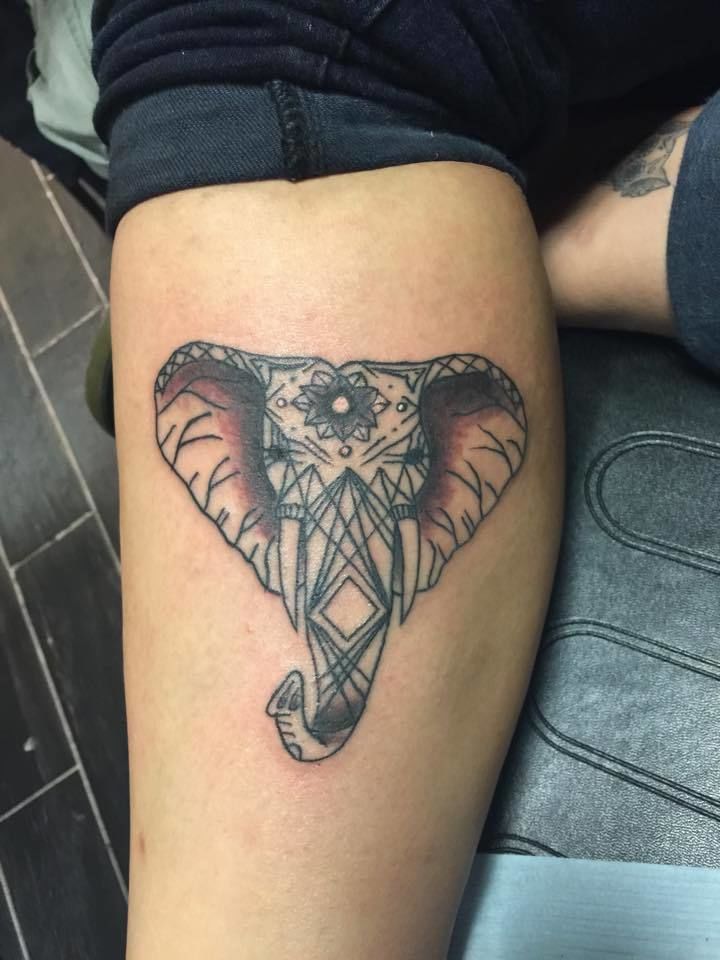 Elephant I did today that's part of a leg sleeve project! : r/tattoo