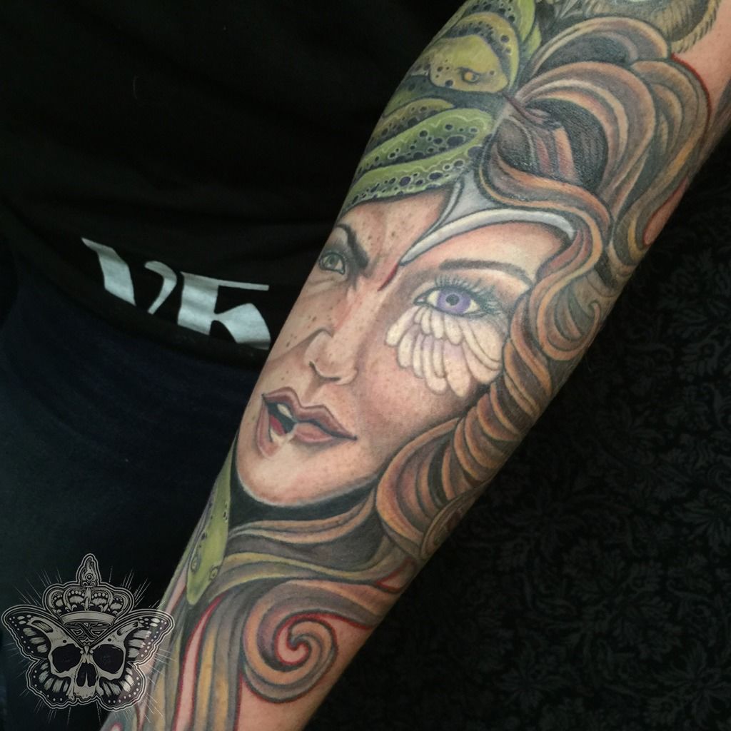 Tattoo uploaded by Emma Raine Tattoo  Perseus outside Athenas temple  along with her shield that helped killed Medusa with  Tattoodo