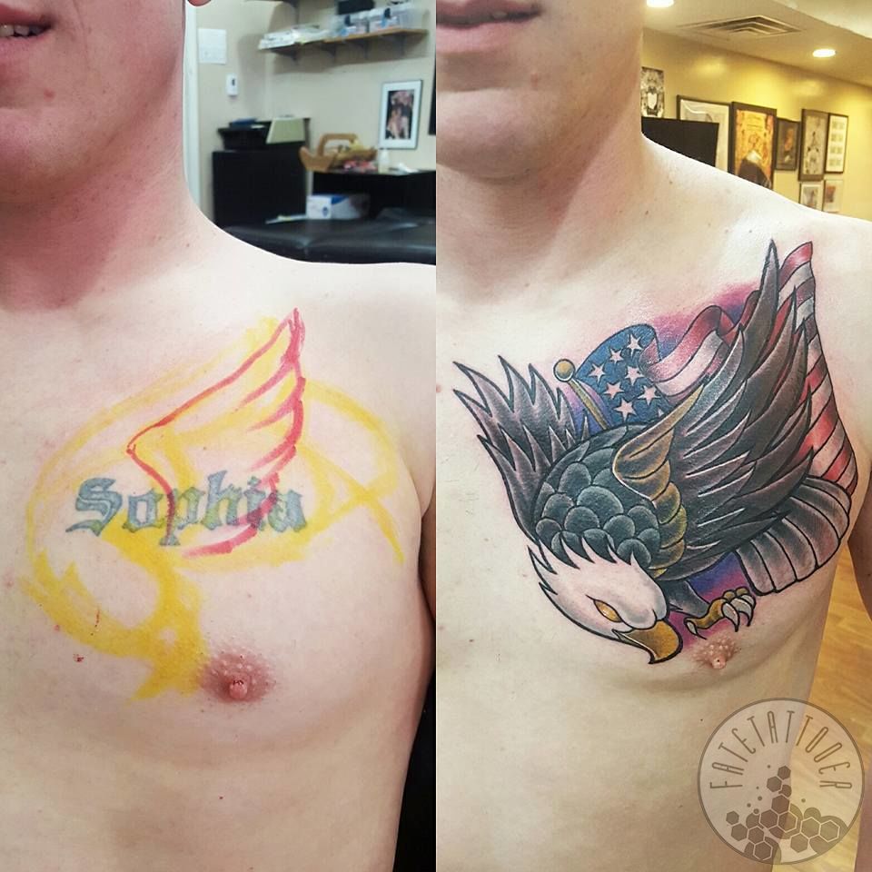 fatetattooer:eagle-flag-america-traditional-tattoo
