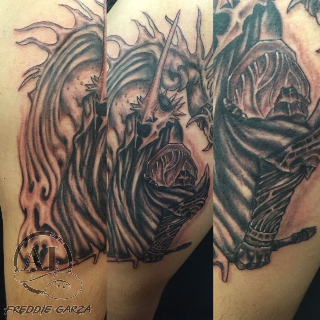 REAL TIME TATTOO  Lord Of The Rings Witch King of Angmar Neotraditional  Tattoo  YouTube