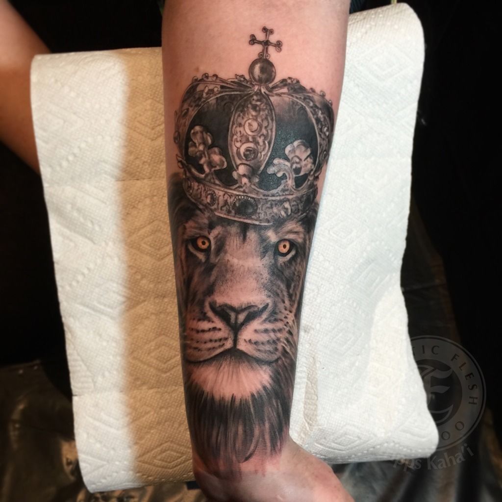 Realistic Lion with Spartan Tattoo on forearms Appx Price 16000INR For  DETAILS and SPECIAL OFFERS do Follow us APPOINTMENTS AT… | Instagram