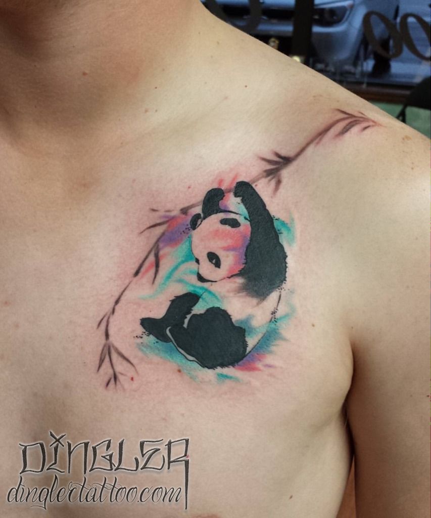 watercolor panda tattoo