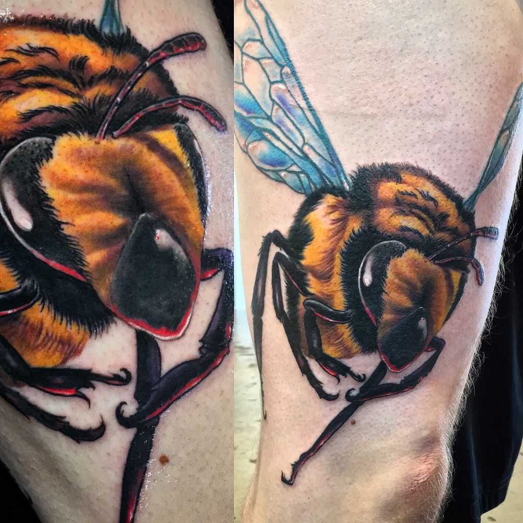 bee near my knee! done by wendy at rose gold tattoos in okc : r/tattoos