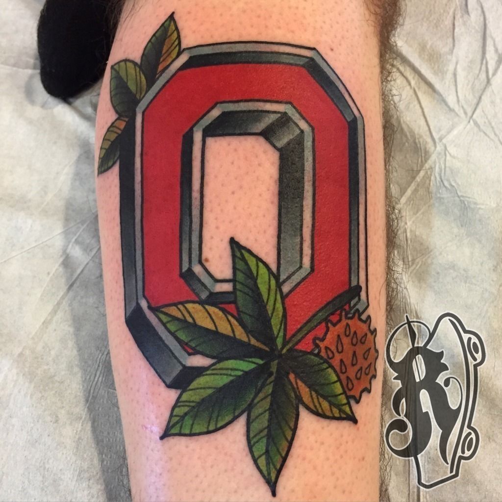 Block O in memory of my youngest sister incorporating the two colors of  her cancers  orange leukemia  lime green nonHodgkins Lymphoma by  Chris Borchik Evolved Tattoo Columbus Oh  rtattoo