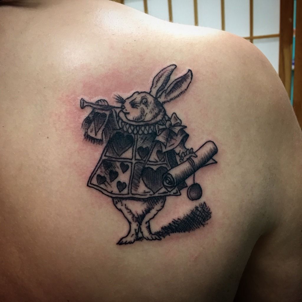 Mystic Eye Tattoo : Tattoos : Custom : White Rabbit with Pocket Watch in  Color