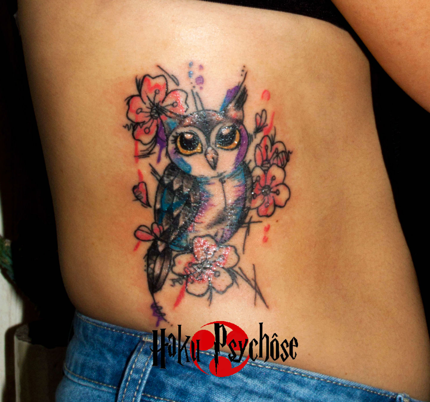 colorful owl tattoo designs for girls