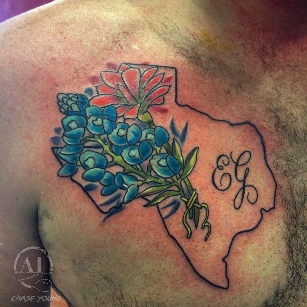 Bluebonnet by Cliff at Arsenal in College Station TX  Bluebonnet tattoo  Tattoos Tattoo touch up