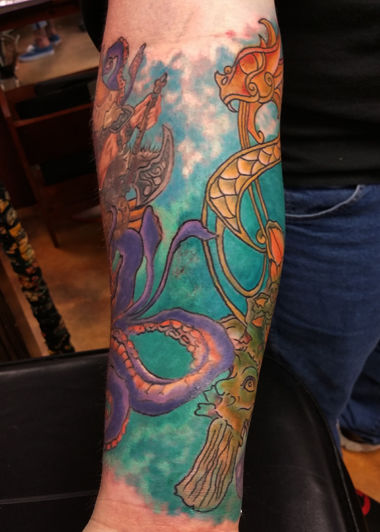Colossal squid tattoo by Adam Sky, Rose Gold's Tattoo, San Francisco : r/ tattoos