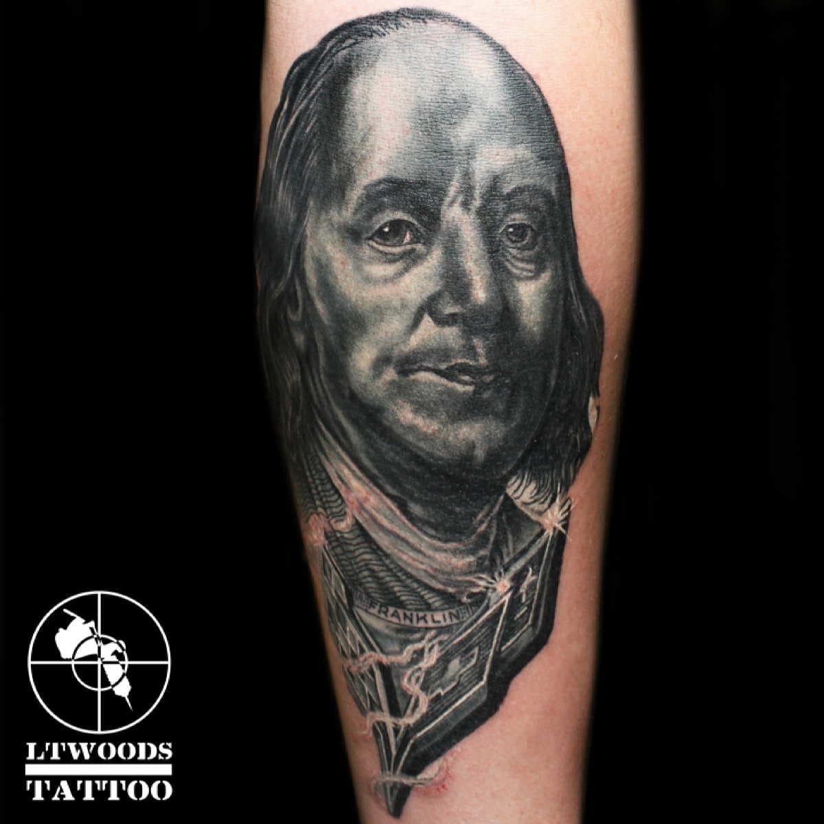 Ben Franklin Black and gray tattoo by Mike Demasi TattooNOW