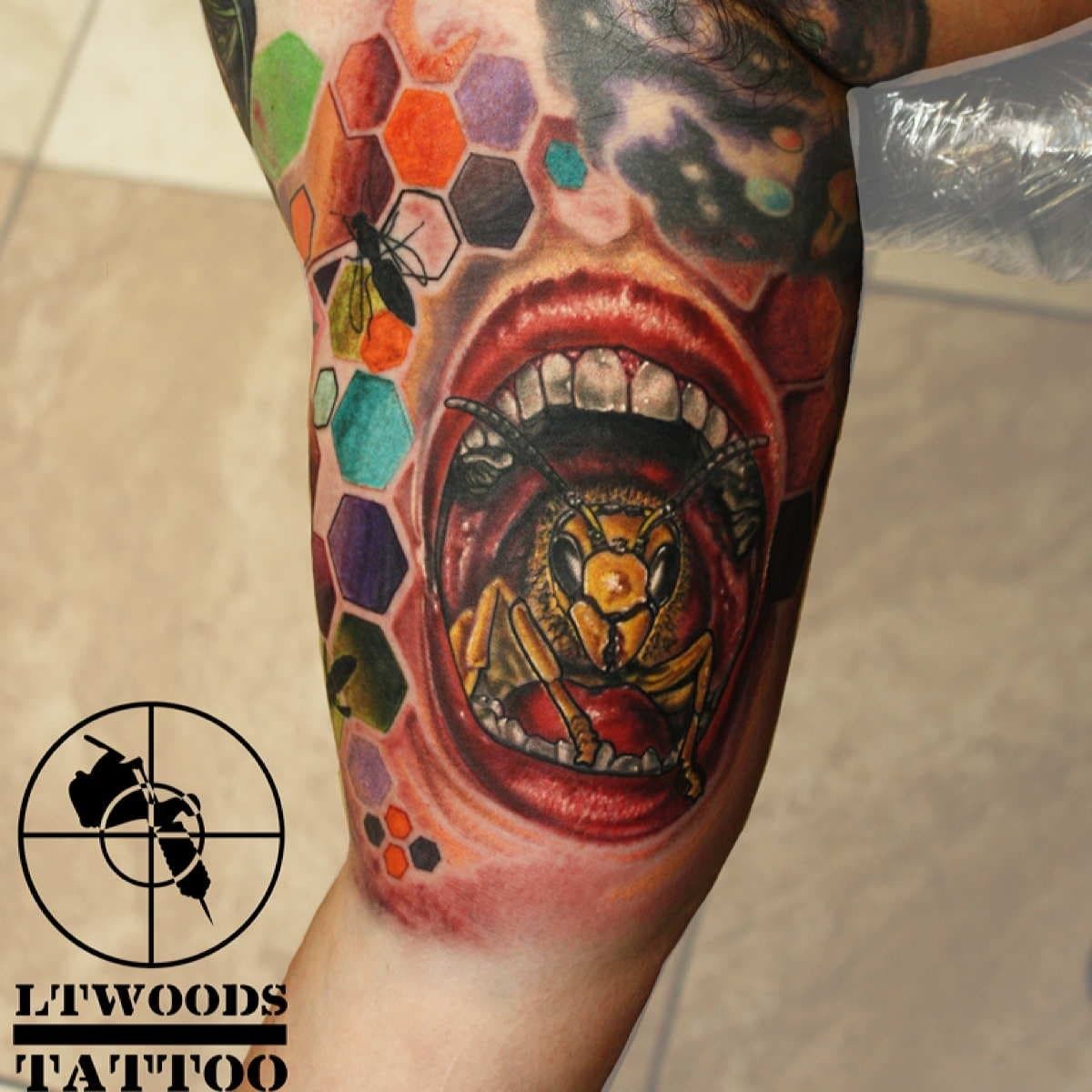 Ltwoodsart_newschool-tattoo_bee-mouth