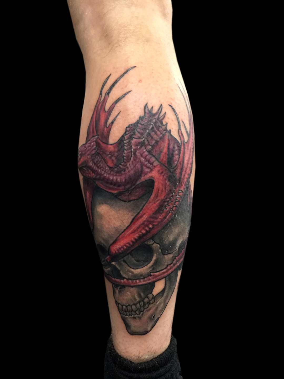 Dragon And Skull Tattoo On Full Sleeve  Tattoo Designs Tattoo Pictures