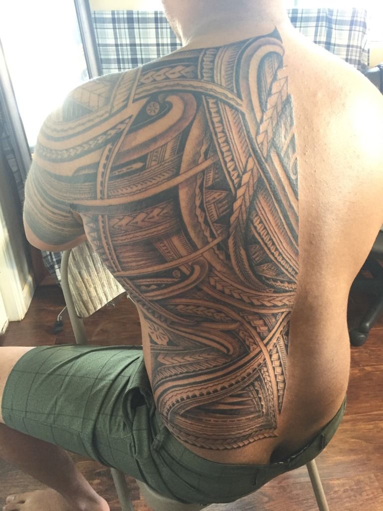 tattoosbyzay:polynesian-half-back-piece-polynesian-tribal