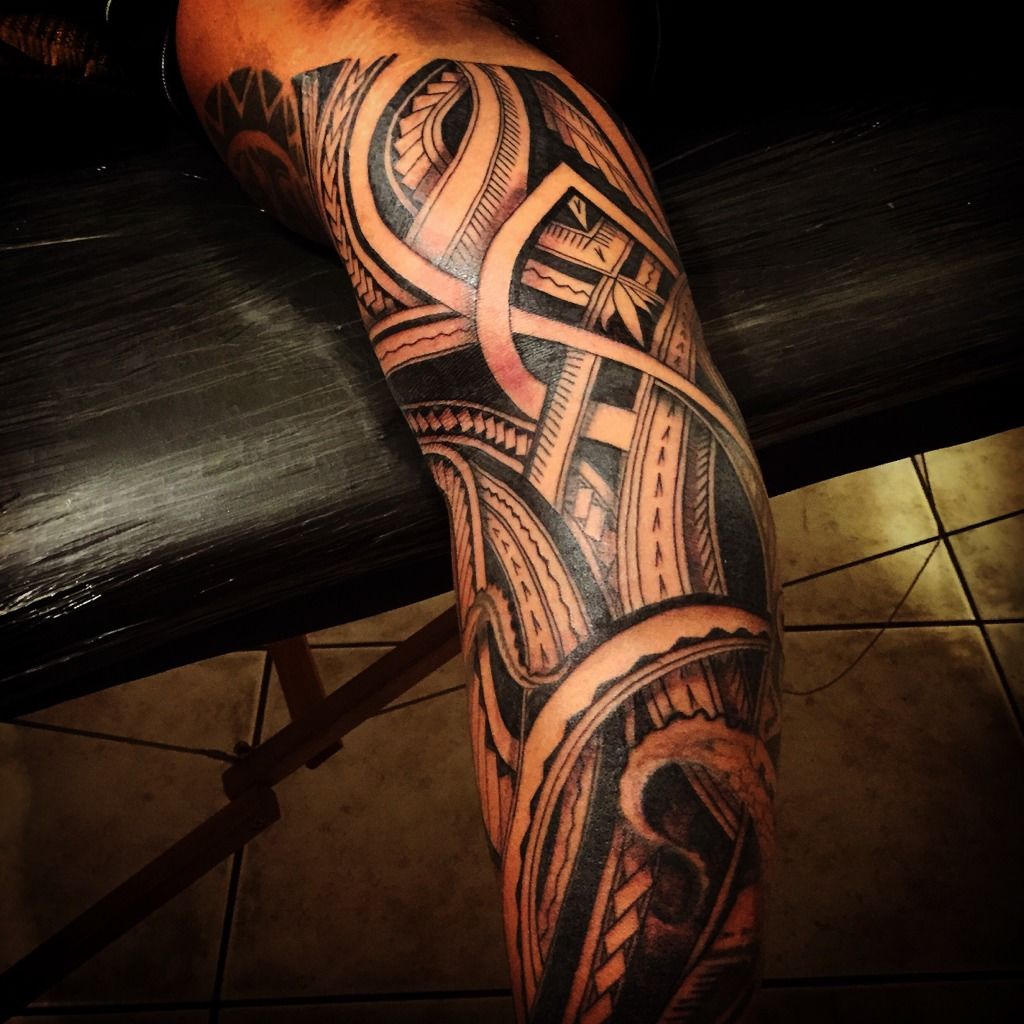 tattoosbyzay:inner-arm-poly-addition-to-existing-sleeve-polynesian-tribal