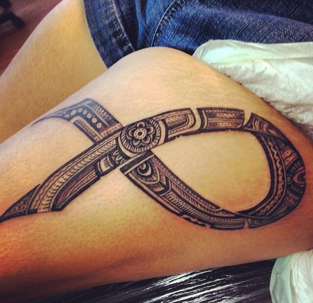 tattoosbyzay:poly-henna-style-cancer-ribbon-polynesian-henna