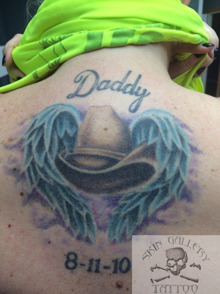 cowboy boot angel wing tattoo