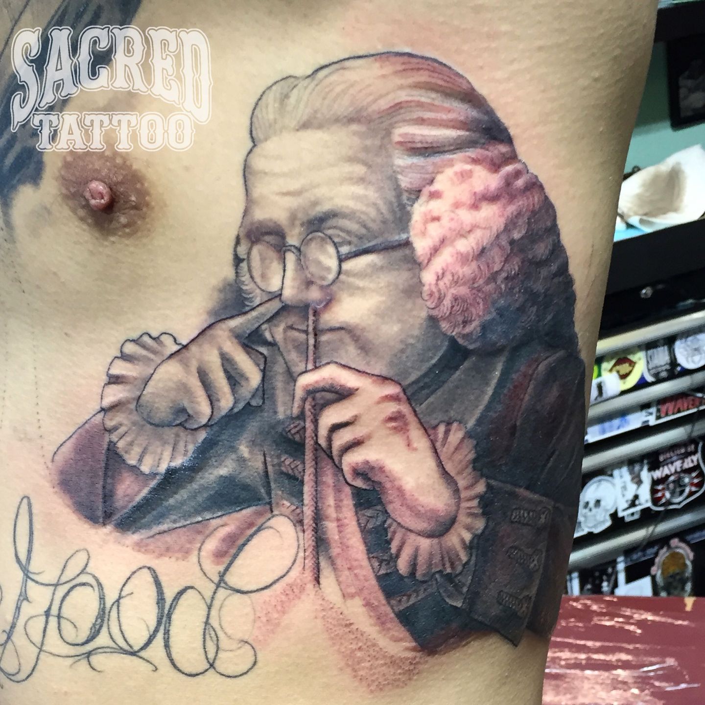 Ben Franklin by Dylan Talbert RIP TattooNOW