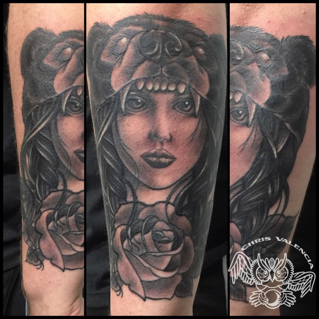 Warrior woman tattoo Tribal strong woman in a skin of a bear Symbol of  Scandinavia valhhala Valkyrie Girl of the North Woman hunter tshirt  design موقع تصميمي