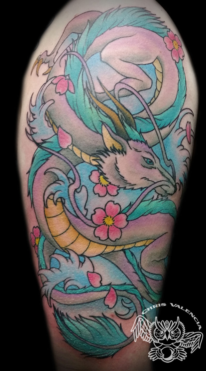 Some process clips from this thigh tattoo of Haku from Spirited Away    TikTok