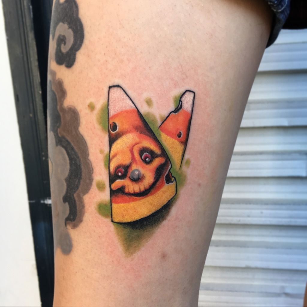 Rachel Baldwin on Instagram The teeniest of angry candy corns About the  size of a 5p on alexstran  Halloween tattoos Small traditional tattoo Candy  tattoo