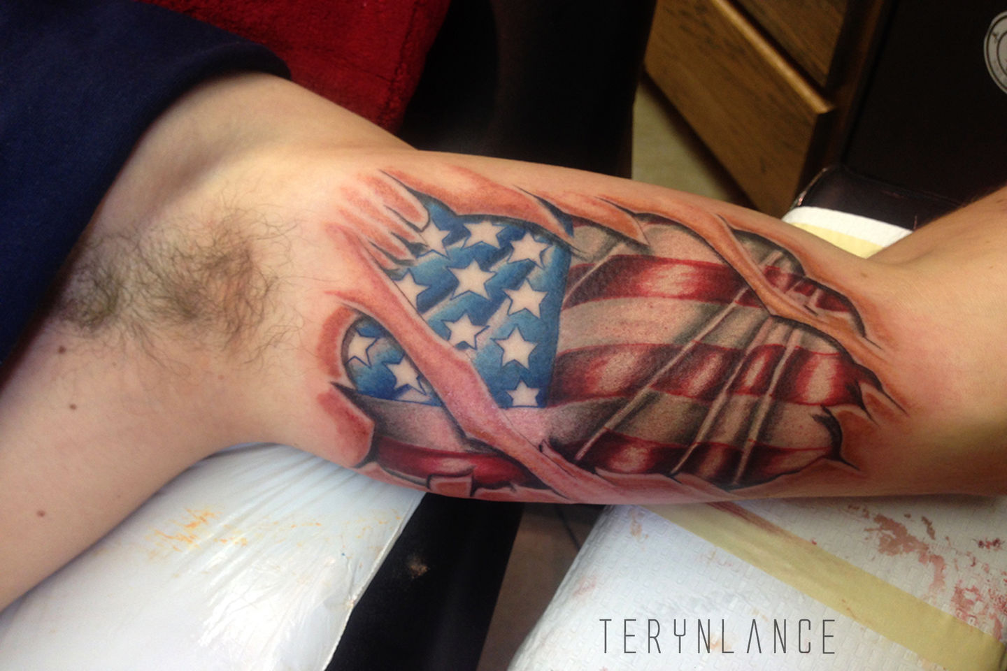 Sweet American flag skin tear  klinefamilyink tattoo  Flickr