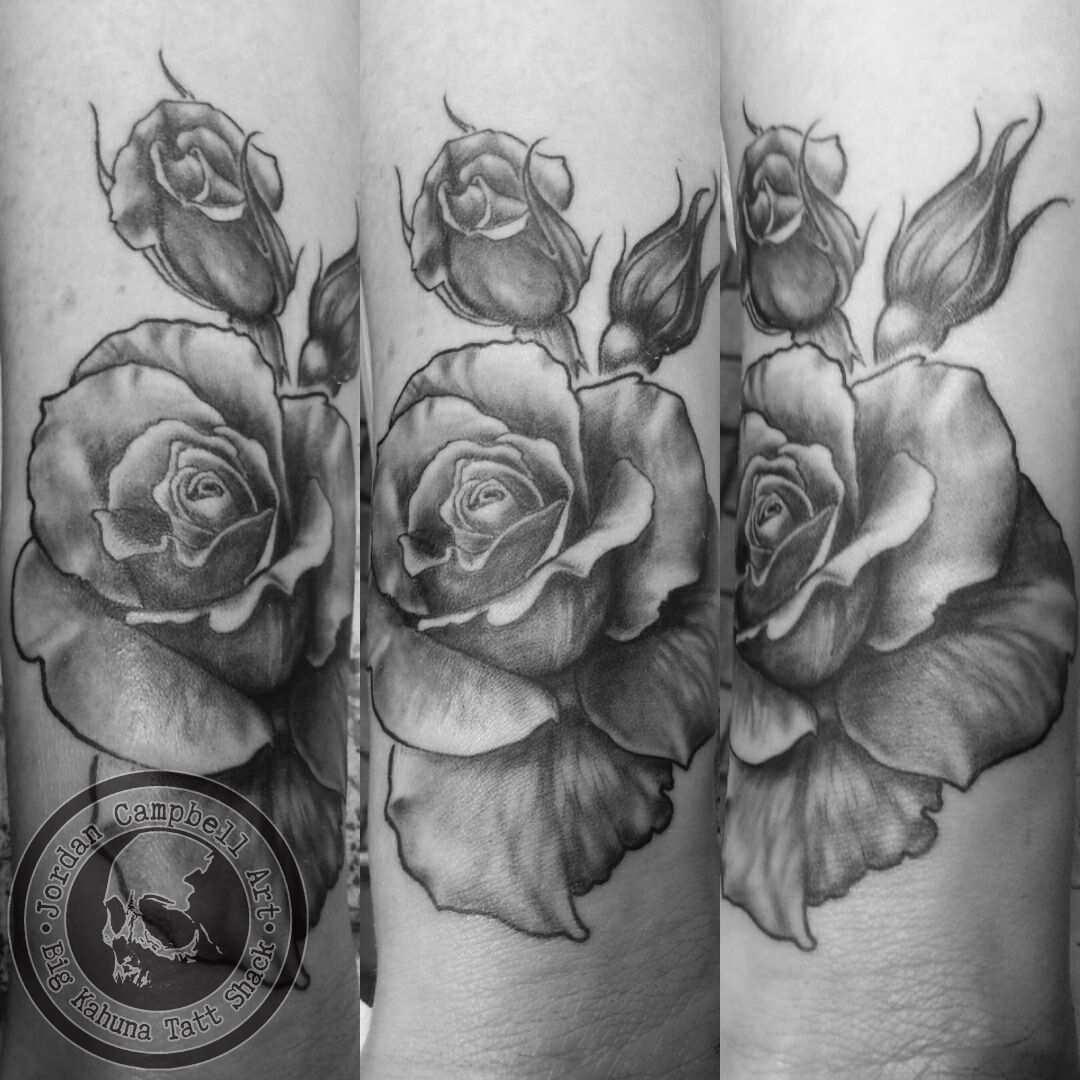 jordancampbellart:rose-tattoo-rose-realism-flowers-black-and-grey