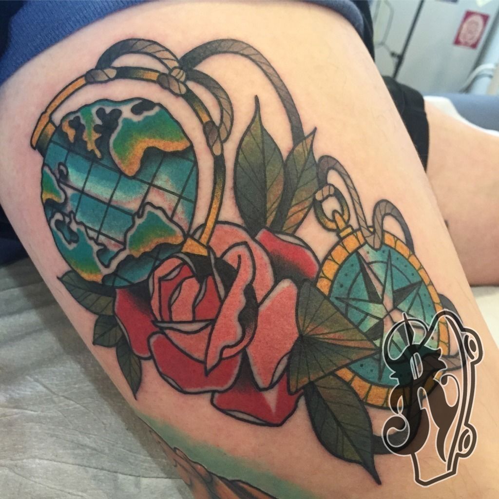 Third Eye Tattoo  Made this traditional globe for Kane from his travels  This one was hard to get a good shot as it wraps a bit on the arm Thanks  mate