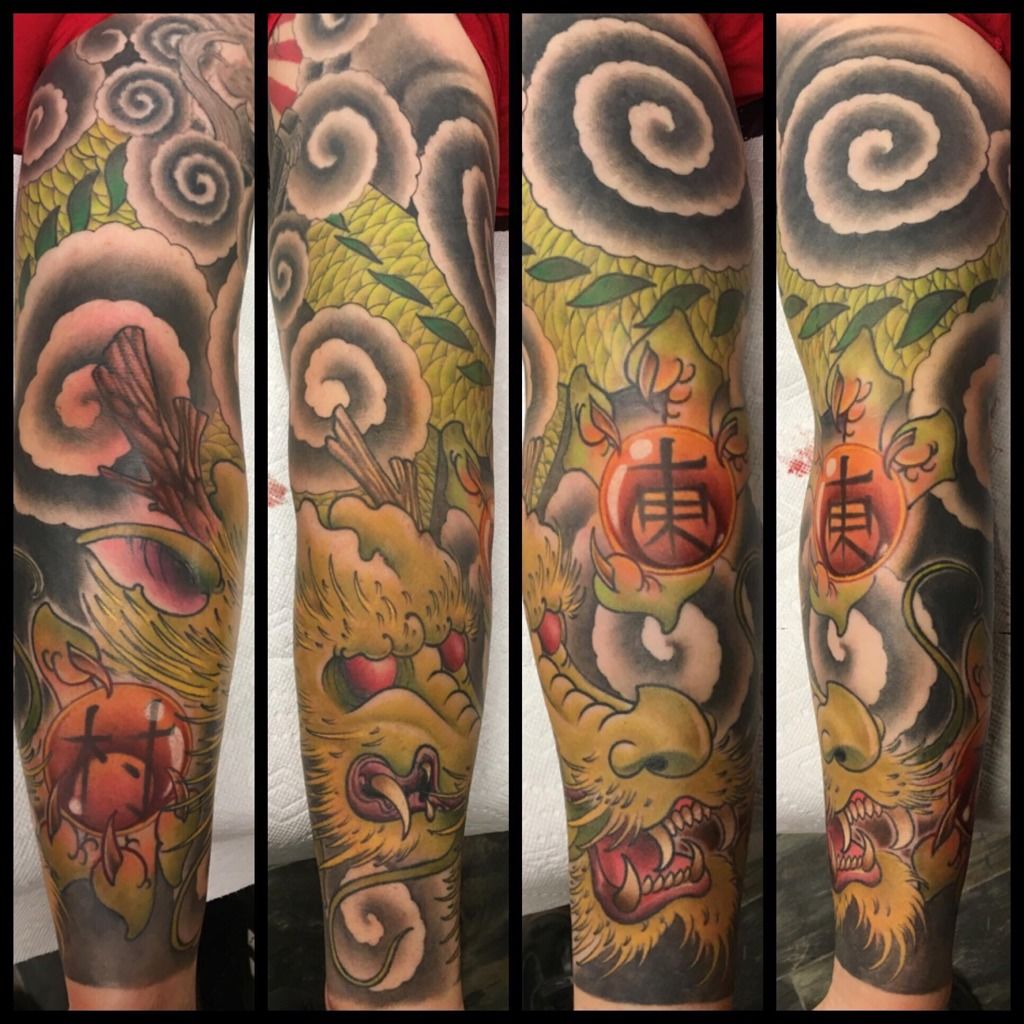 cledleytattoos:dragon-ball-z-japanese-sleeve-shenron-dragon-dragon-ball-z-japanese-color-tattoo