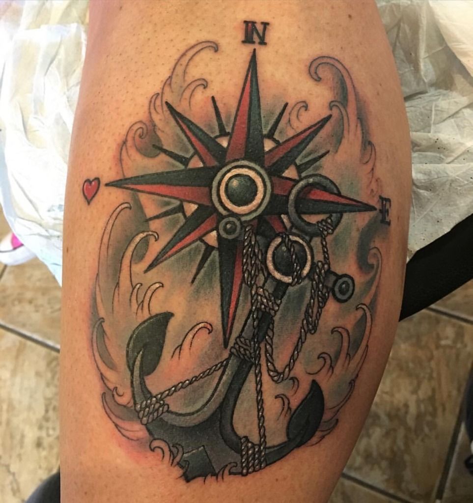 cledleytattoos:anchor-and-compass-anchor-compass-waves-tattoo-neo ...