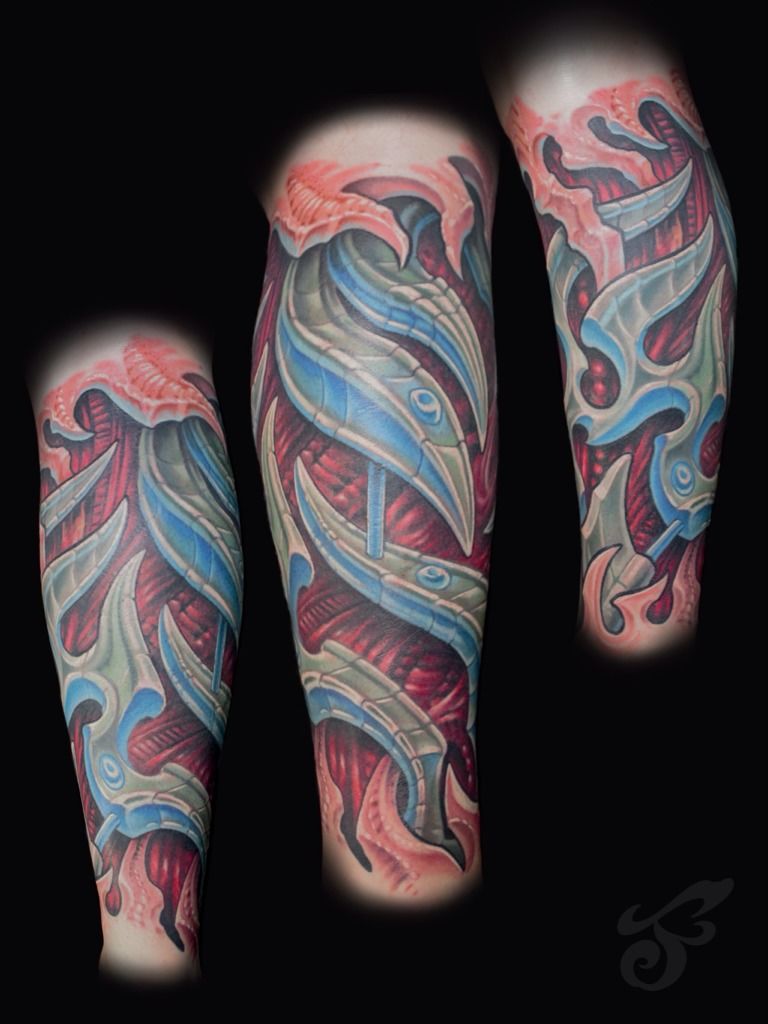 joeyfootebiomechlegtattoobiomechanicaltattoobiomechcolortattoo