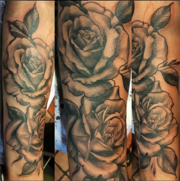 jordancampbellart:freehand-roses-roses-forearm-freehand-black-and-grey ...