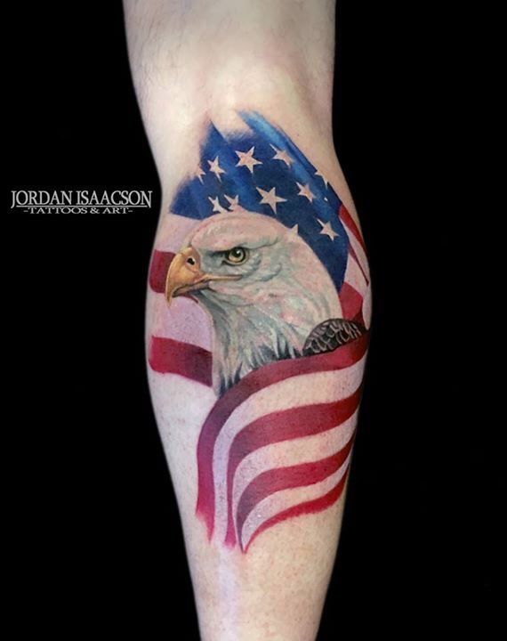American Eagle & Flag Sleeve Tattoo - Veteran Ink