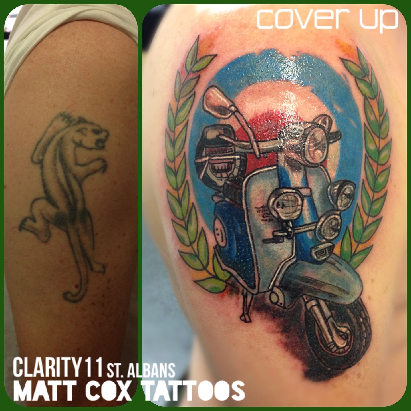 mcox972scootercoveruprealisticcoverupscootercolourarmtattoo