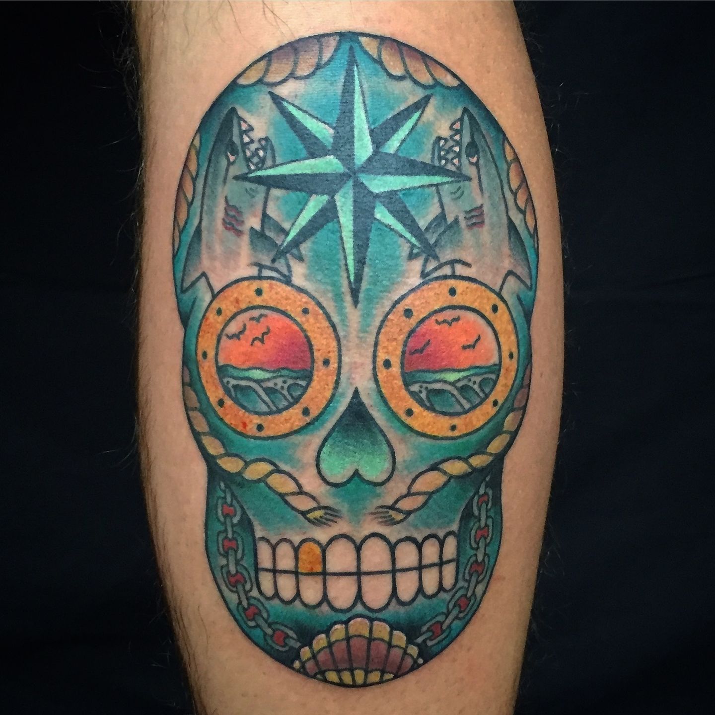 Paul Lunetta on Instagram Super fun Octoskull  Nautical sleeve  inprogress nautical blackandgrey tattoo arte art compassrose skull  anatomical