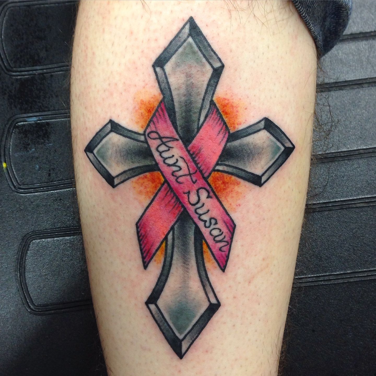 Pink Ribbon With Cross Tattoo  Tattoo Designs Tattoo Pictures