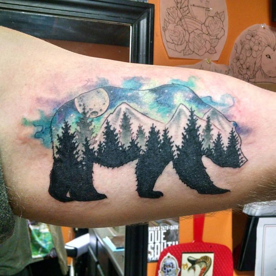 Bear  Lake Full Back Tattoo