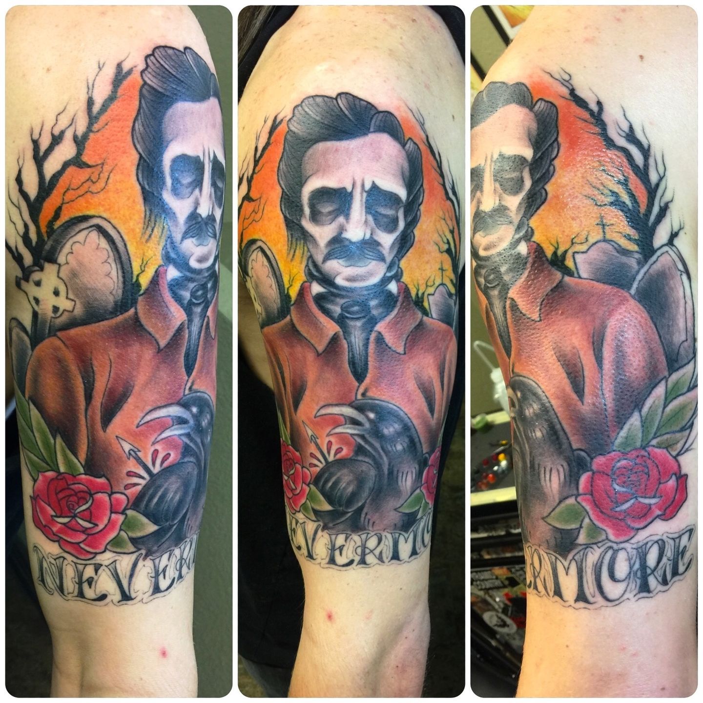 Zombie Edgar Allan Poe by Matthew Davidson TattooNOW
